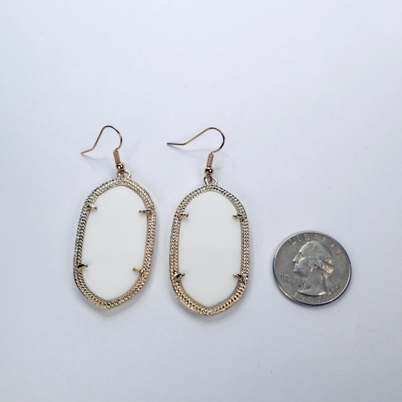 White Gold Earrings | White Gold Statement Earrings - Picture 2 of 2